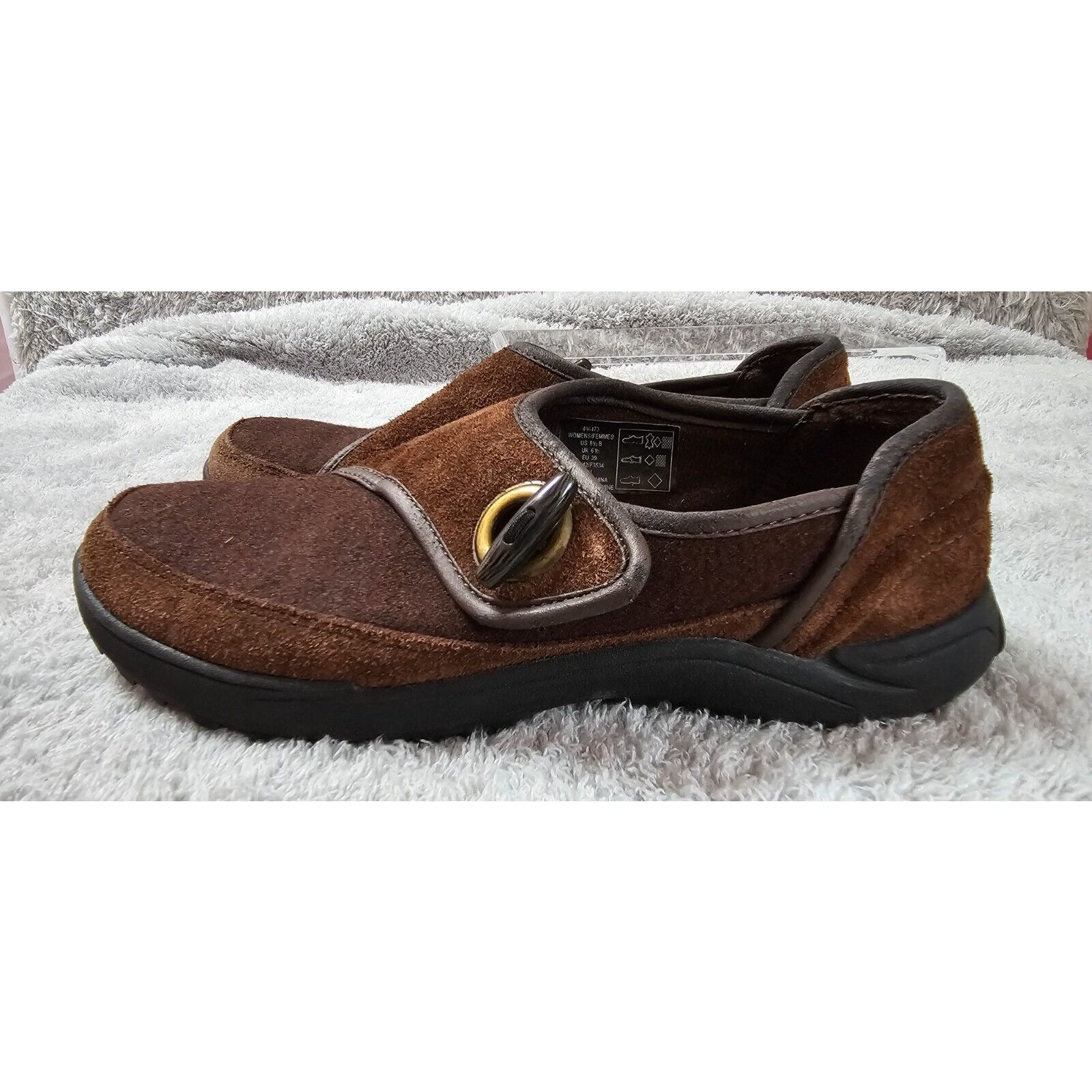 Lands' End Women's 8.5 B Loafers Suede Weatherfield Toggle Slip On Shoes 406473